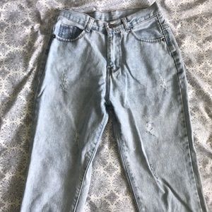 Light-blue Ripped Mom Jeans